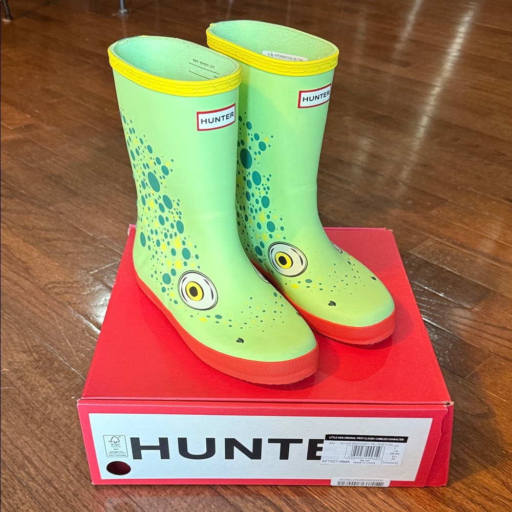Hunter Kids Lime Green and Yellow Rain Boots